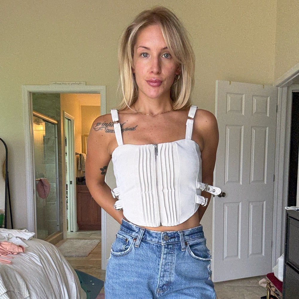 Faux Leather zip-up Corset